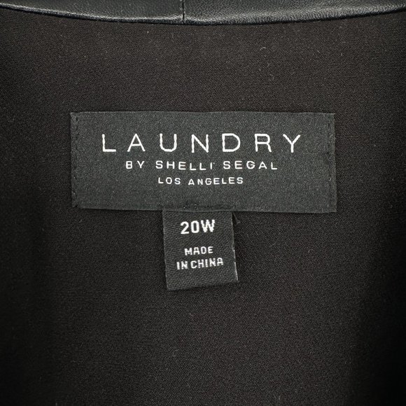 Laundry by Shelli Segal Black Ruched Sleeve Faux Leather Trimmed Blazer sz 20W - Picture 5 of 6